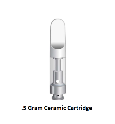 Glass Vaporizer Cartridge /w Ceramic Coil & 4x2mm Intake- WHITE 